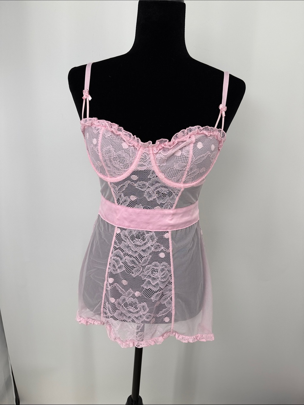 Adore Me Etty Light Pink Babydoll Lingerie top Small